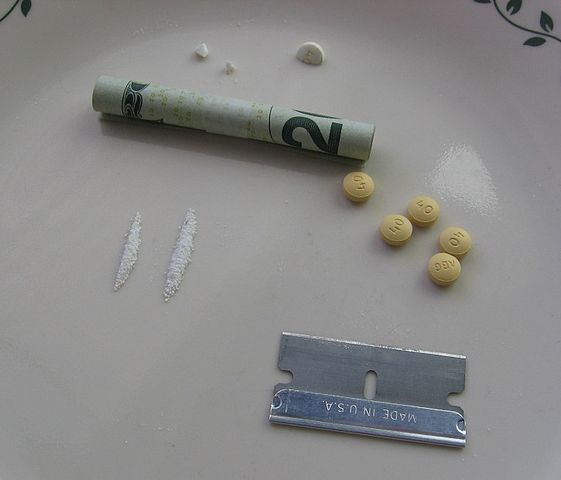 Oxycontin tablets crushed into powder for snorting